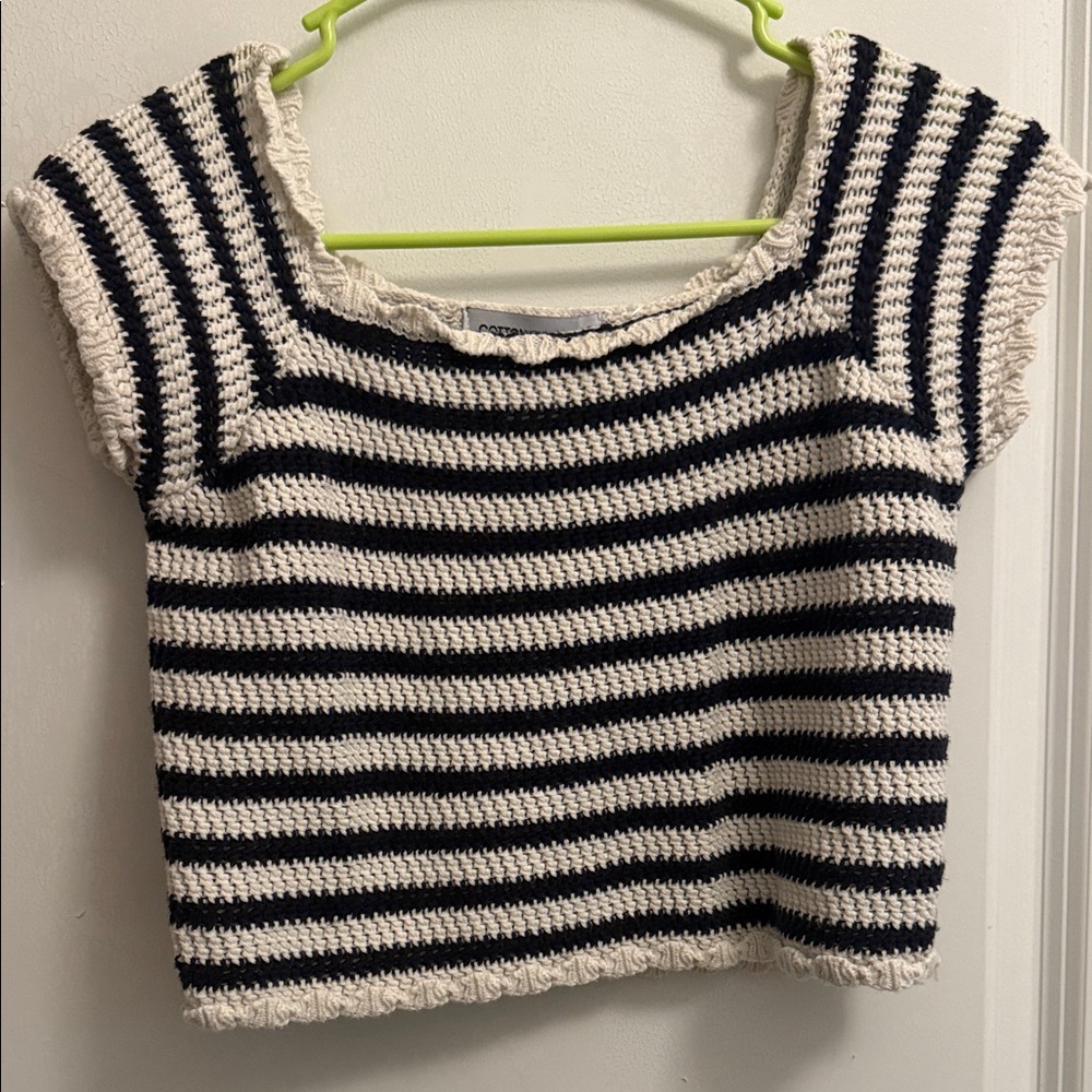 Striped Crochet Crop Top/Cotton Emporium